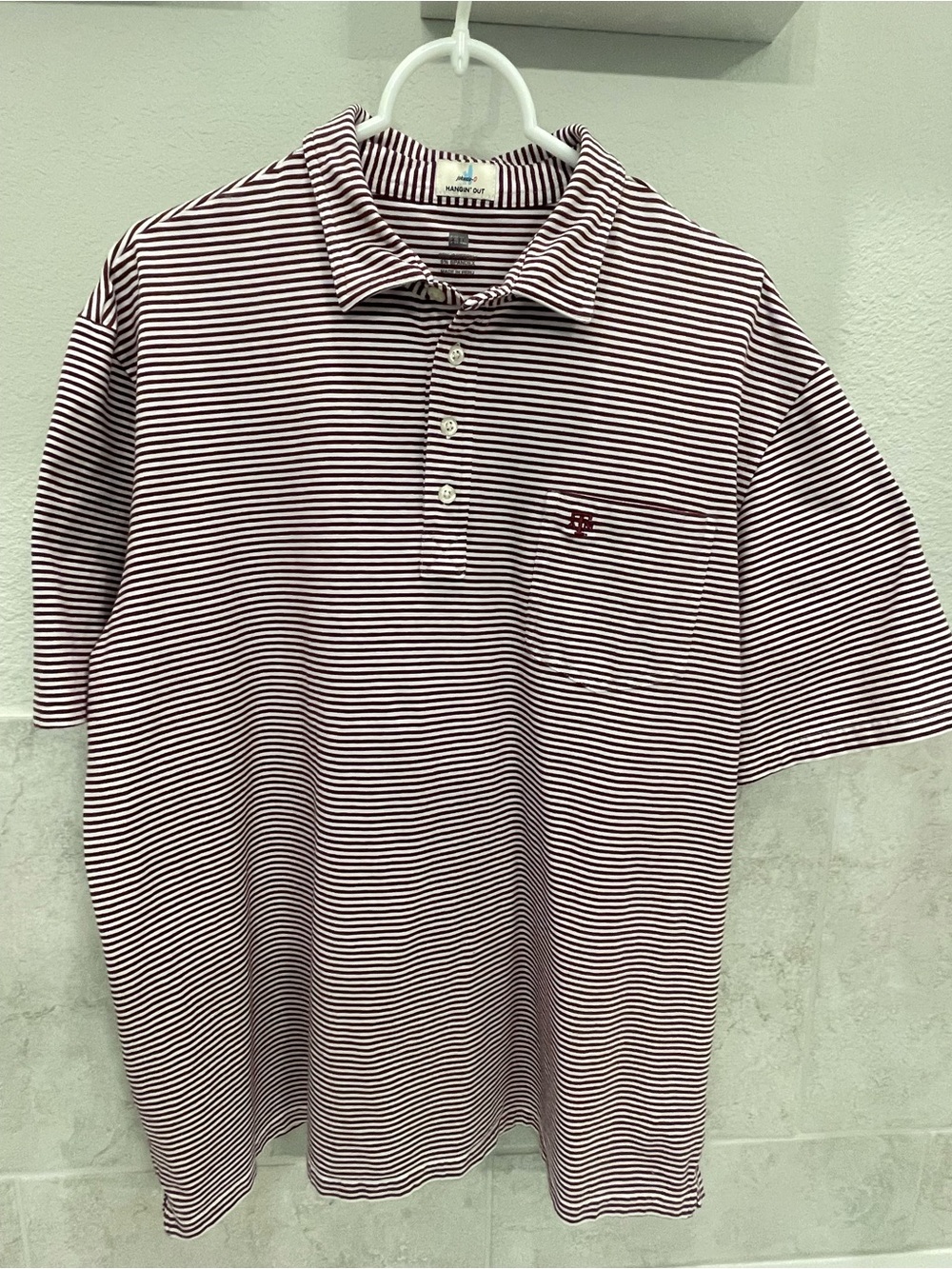 johnnie-O Hangin' Out Texas A&M Aggies Striped Golf Polo Shirt  Men's XXL - Picture 2 of 13